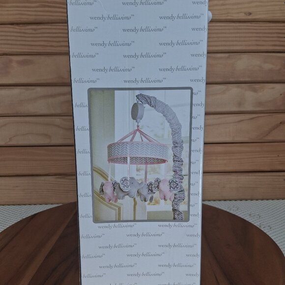 NEW Wendy Bellissimo Elephant Musical Mobile Pink & Grey plays Brahm's Lullaby - Picture 4 of 6